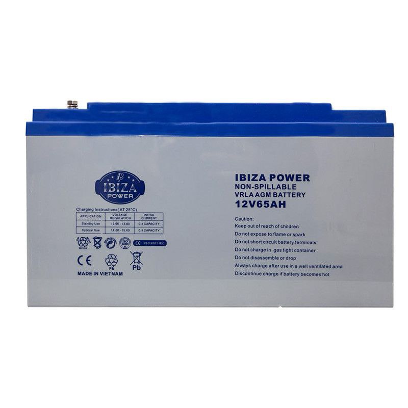 باتری 12 ولت 65 آمپر ساعت 12v 65ah برند ایبیزا پاور محصول ویتنام